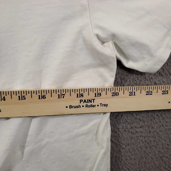 Guess Shirt Mens Small White Crew Neck Embroidered Logo Graphic Print Back Hit - Picture 7 of 11